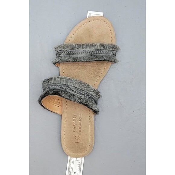 Lauren Conrad Women's Size 8-9 Medium Gray Two Strap Fringy Sandals - Picture 12 of 13